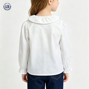 <span class=keywords><strong>Blouse</strong></span> incontournable à volants, grand col, broderie à pois colorée, manches bouffantes, en coton, confortable et polyvalente pour petites filles - Product Image 4