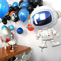 Globos de astronauta del espacio exterior, globos inflables de aluminio con cohete, fiesta temática de galaxia para niños, decoración para fiesta de cumpleaños, globos de helio