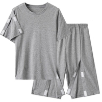 Pantalon mobile Pantalon déchirable pour hommes et femmes Manches courtes Ouvert Côté Snap Post Épaule et Jambes Chirurgie Chimio Dialyse