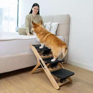 Rampa para perros de altura ajustable, sofá 2 en 1 para perros, cama para escaleras, sofá, plataforma de tacón Natural para perros pequeños, accesorio fácil para mascotas - Product Image 2