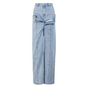 Moda 90s Streetwear bolsillos pierna ancha cintura alta recto Y2k pantalones de mezclilla Vintage <span class=keywords><strong>Cargo</strong></span> pantalones holgados Jeans mujeres - Product Image 5