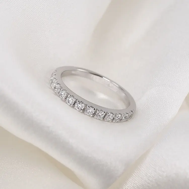 Klassieke Minimalistische 925 Sterling Zilveren Sieraden Tijger Prong Instellen Cubic Zirkoon Eternity Band Ring Voor Vrouwen Bruiloft