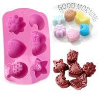Early Riser DIY Moule en silicone 6 cavités Moule à gâteau en forme d'insecte Gelée Chocolat DIY Cuisson Moule à biscuits de Noël Moule à grille de glace