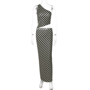 <strong>Zebra</strong> <strong>Print</strong> One Shoulder Cami Crop <strong>Top</strong> Long Skirt Women'S Sets Summer Y2K Streetwear Beachwear Casual Clothes 2024 - Product Image 5