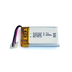 小型袋式电池502030可充电3.7V 240毫安时小型锂电池
