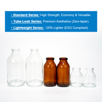 Flacon en verre ambré pour injection de type I USP LINUO, flacon en verre ambré de 5 ml, 10 ml, 15 ml, 20 ml, 50 ml, flacon pour injection, flacons en verre médicaux