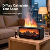 Diffuseur d'arômes ultrasonique avec design de flamme de cheminée, alimentation USB/électrique, grande capacité, fonction de minuterie pour une utilisation domestique en intérieur