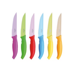 Set di 6 Coltelli da Bistecca Excelsa Stile Classico-Moderno in Acciaio ad Alto Carbonio 3cr13 21x15x2,5 cm Multicolore 6 Pezzi per Set - Product Image 1