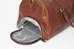 Direct Factory Supply Vintage Style Handmade PU Leather Travel Duffle Bag Trolley Luggage Bag with <b>Shoes</b> Compartment Bag - Product Image 4