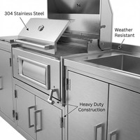 Cuisine extérieure modulaire en acier inoxydable 304, cuisine extérieure pouvant être assemblée librement, évier et réfrigérateur