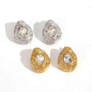 Pendientes de Zirconia Retro Europeos Americanos, Forma de Lágrima, Acero Inoxidable, Joyería para Fiestas, Accesorios de Moda para Mujer - Product Image 3