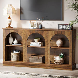 Table <span class=keywords><strong>console</strong></span> de style farmhouse, table d'entrée de 63 pouces de long avec rangement à 3 niveaux, table <span class=keywords><strong>rectangulaire</strong></span> en bois derrière le canapé - Product Image 4