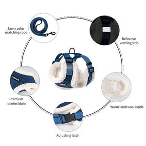 Set tali kekang kerah anjing musim dingin, dengan wadah tas kotoran, tali dan kekang anjing bulu Teddy antilembap dapat diatur mewah - Product Image 2