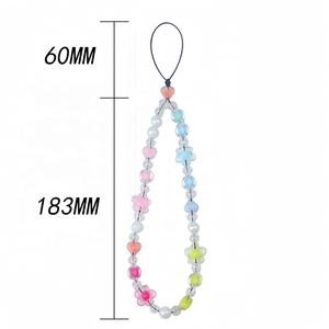 Chaîne de téléphone portable florale à la mode avec perles de cristal lanière anti-chute accessoire bijoux pendentifs pour <span class=keywords><strong>cordon</strong></span> de téléphone pour enfants - Product Image 1