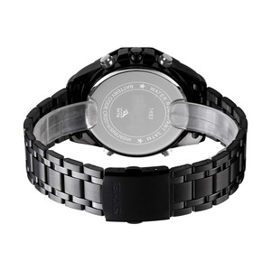 Montre-bracelet numérique à quartz étanche en acier inoxydable DF 1493, 30 mètres, double fuseau horaire, pour homme d'affaires - Product Image 6