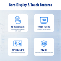 Monitor Sentuh Industri 15.6 Inci dengan Panel Mount, Layar Sentuh Kapasitif 1080P untuk Kontrol Mesin