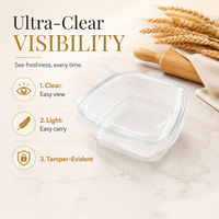 Conteneur alimentaire en plastique PET à charnière anti-effraction 8oz 16oz 20oz 24oz 32oz, boîte à salade à clapet inviolable