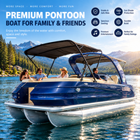 Perahu Pontong Aluminium Mewah 22 kaki, Perahu Keluarga Luas dengan Tempat Duduk Premium