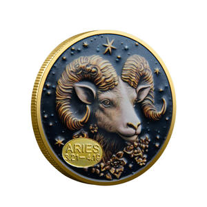 Traditionelle Gedenkmünze aus Zinklegierung mit Sternzeichen Widder, Zwölf Sternbilder Astrologie Sammlerstück - Product Image 2