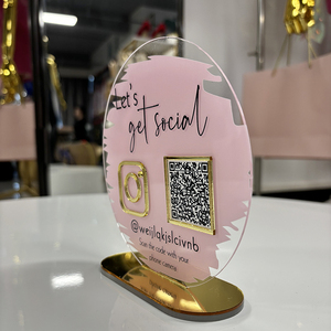 사용자 정의 모양 색상 탁상 거울 아크릴 소셜 미디어 아이콘 표지판 바 간판 UV 인쇄 아크릴 QR 코드 스탠드 - Product Image 3
