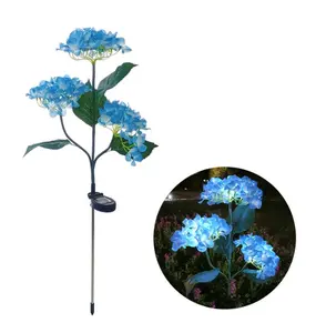 Haute qualité étanche voie Patio cour fête mariage Led solaire fleur hortensia jardin lampe décorative