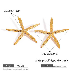 2025 estate spiaggia <span class=keywords><strong>stella</strong></span> <span class=keywords><strong>marina</strong></span> oro 18k acciaio inox oceano martello <span class=keywords><strong>orecchini</strong></span> <span class=keywords><strong>a</strong></span> bottone - Product Image 6
