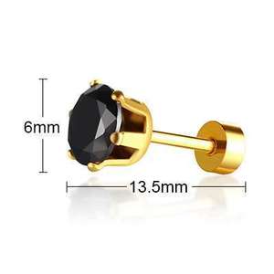 Multi Colors 18K Gold Plated Cubic Zircon Studs Earrings <strong>Stainless</strong> <strong>Steel</strong> <strong>Jewelry</strong> for Women - Product Image 5