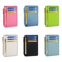 Dompet Kartu Kredit Wanita Kecil Tipis dengan Pelindung RFID |   Dompet ID Mini Imut Minimalis dengan Resleting