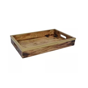 Bandeja de servicio rústica de madera maciza al por mayor con bandeja de servicio de té estilo otomano para uso en la cocina por exportadores - Product Image 1