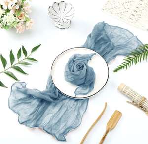 Chemin <span class=keywords><strong>de</strong></span> Table en <span class=keywords><strong>gaze</strong></span> froissée pour fête <span class=keywords><strong>de</strong></span> mariage, décor d'anniversaire, chemin <span class=keywords><strong>de</strong></span> table en tissu <span class=keywords><strong>de</strong></span> fromage avec serviettes assorties - Product Image 6