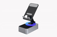 Haut-parleur sans fil BT 4-en-1 avec support pour téléphone et tablette - 360 °   Support de bureau rotatif, fonction de charge, support multi-appareils