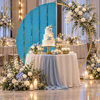 Support de toile de fond rond en métal doré avec panneau rembourré pour la décoration de réceptions de mariage, de fêtes, d'hôtels et de scènes événementielles