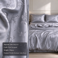 Meilleur prix, tissu jacquard brodé 100% polyester, durable, toucher doux, 120 GSM, écologique, linge de lit quatre pièces, drap, housse de couette