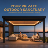 Pergola en aluminium sur mesure pour jardin de villa, toit à lamelles motorisé et réglable, abri imperméable avec télécommande et éclairage LED