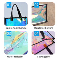 Sac Cadeau de Shopping de Luxe Géométrique Réutilisable Imperméable Transparent en PVC, avec Logo Personnalisé en Usine, Style Coréen