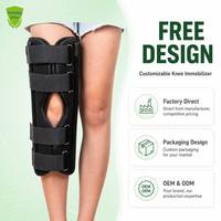 Attelle d'immobilisation du genou à trois panneaux de 20 pouces, rotule ouverte, sangles réglables, stabilisateur de jambe pour la rééducation post-chirurgicale des fractures