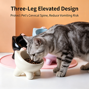 <span class=keywords><strong>Ciotola</strong></span> in Ceramica <span class=keywords><strong>per</strong></span> Cane e Gatto, Rialzata con Orecchie di Gatto, Piatto Cibo e Acqua, Vari Colori - Product Image 3