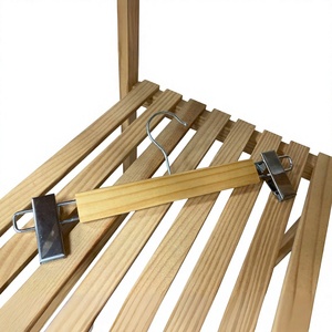 High Quality Durable Single Tier Wooden Hangers with Stainless Steel Clips from Vietnam for Apparel Display Wholesale <b>Low</b> MOQ - Product Image 2