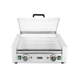 Grill à saucisses commercial HENDI à 2 zones avec couvercle à économie d'énergie, 11 rouleaux, 220-240V/980W, 566x527x259mm - Product Image 1