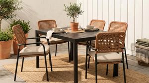 Modern All Weather PE <b>Rattan</b> Wicker Outdoor Garden Patio Dining <b>Chair</b> with <b>Cushion</b> Aluminum Metal Frame Armchair - Product Image 2