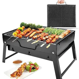 Professionele Fabrikant Custom Heavy Duty Outdoor Florabest Camping Opvouwbare Black Draagbare Bbq Houtskool Grill