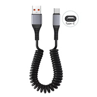 Câble de données USB-C spiralé 100W pour Android Auto et CarPlay, câble TPU USB-C vers USB-C 60W, ligne de charge à ressort
