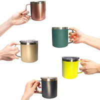 Mug à café de bureau en acier inoxydable à double paroi de 12 oz, portable pour le camping et les voyages, gobelet à vin isotherme sous vide