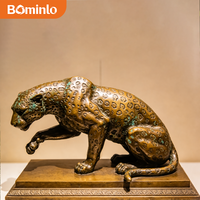 Escultura de Leopardo de Bronce, Estatua de Animal Realista, Adecuada para Jardines de Villas, Plazas Públicas y Paisajes Exteriores