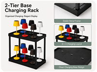 Lampe de table rechargeable avec base de charge sans fil, commande tactile, 3 températures de couleur, LED dimmable, lampe de chevet en métal pour hôtel