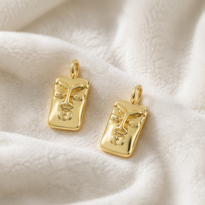 HD1324 En gros, mini-breloques carrées gravées, plaqué or 18K sur cuivre, <span class=keywords><strong>pendentif</strong></span> anti-ternissement de haute qualité pour la fabrication de bijoux - Product Image 6