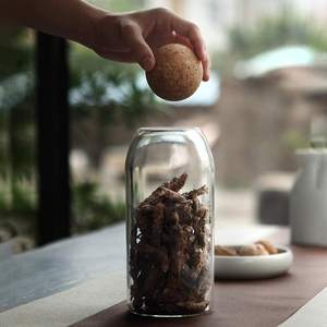 Stoples kaca penyimpanan tangki makanan dengan gabus bulat stoples permen bola lucu kaleng kopi bening kedap udara untuk dapur - Product Image 2