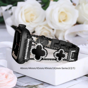 Thời Trang Cô Gái Phụ Nữ Vòng Đeo Tay Thép Không Gỉ Dây Đeo Đồng Hồ Bốn Lá Clover Ban Nhạc Đồng Hồ Cho <span class=keywords><strong>Apple</strong></span> IWatch - Product Image 3