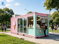 Kiosque et stand alimentaire préfabriqués en conteneur avec fenêtre de service – Design moderne et respirant pour usage commercial extérieur en hôtel (mobile/sur place)