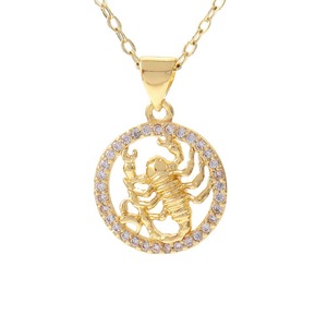 Collana zodiacale YWLY gioielli in oro 18 carati moda donna strass di cristallo riempito in oro collana con segno zodiacale zodiaco - Product Image 2
